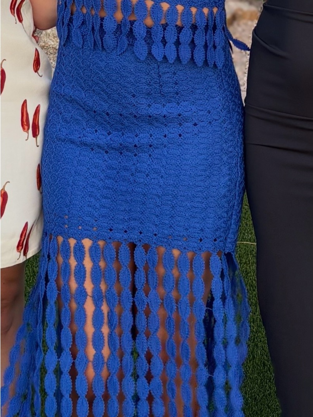 Blue Crochet Fringe matching set